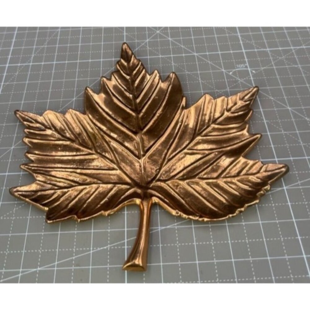 Illuminations Bronze Metal Maple Leaf Trinket Tray signed